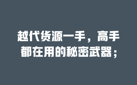 越代货源一手,高手都在用的秘密武器; 二